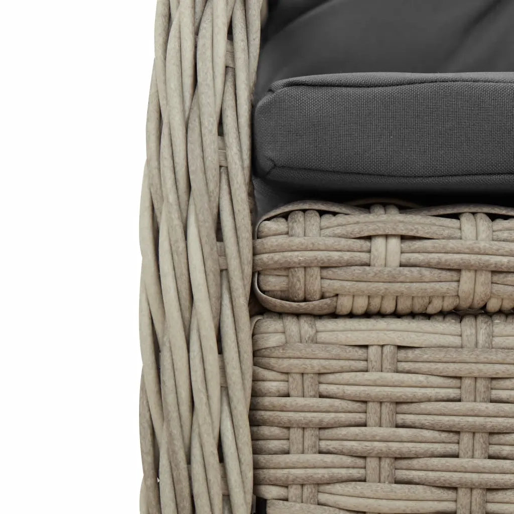 Set Pranzo da Giardino 5pz con Cuscini Grigio Chiaro Polyrattan 3263036