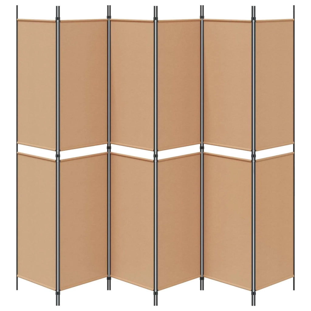 Divisore per Stanza a 6 Pannelli Beige 300 x 220 cm Tessuto 42039226
