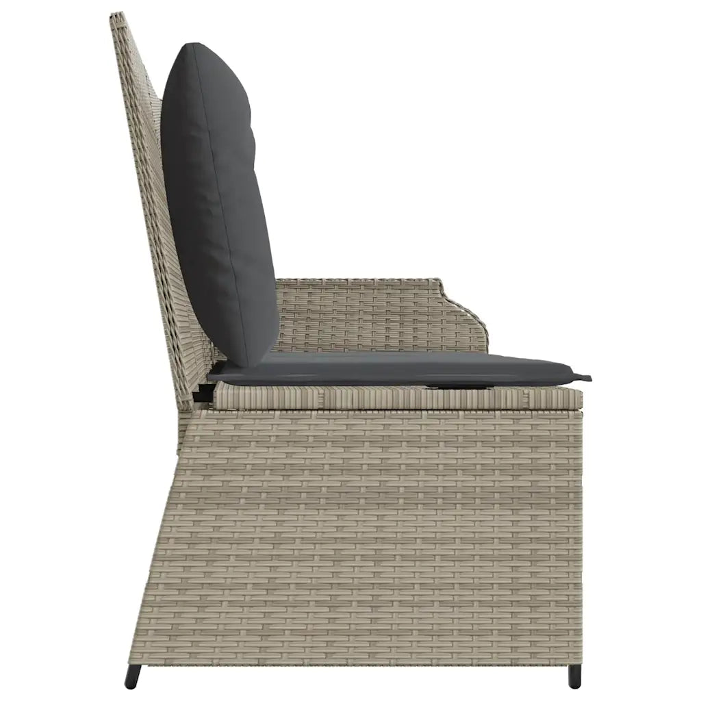 Panchina Reclinabile Giardino | Panca da Giardino con Cuscini Grigio Chiaro Polyrattan