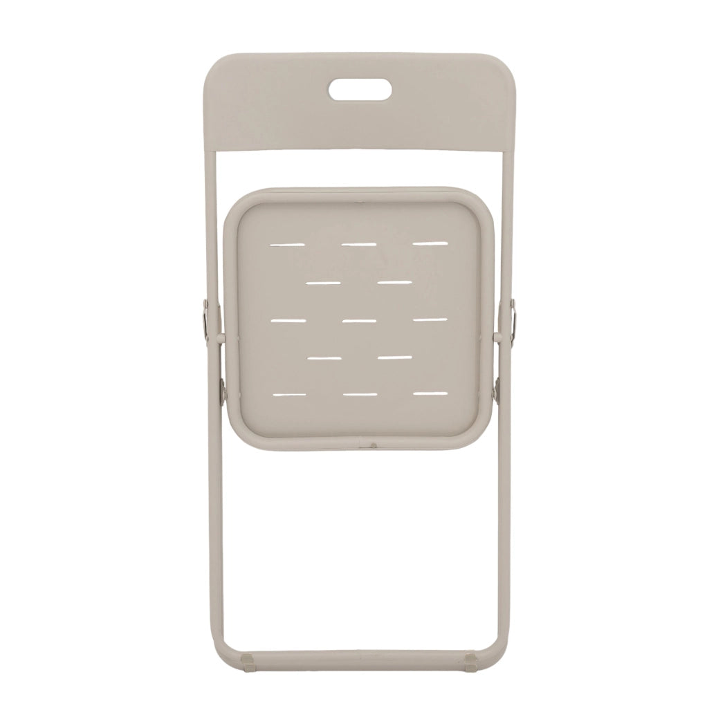 Set Bistro da Esterno Pieghevole 3 Pezzi in Acciaio Beige con 2 Sedie e Tavolo per 2 Persone