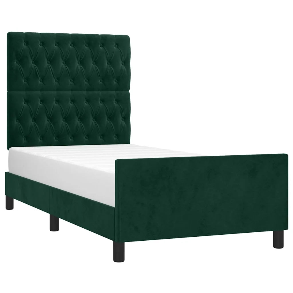 Giroletto senza Materasso Verde Scuro 90x200 cm in Velluto