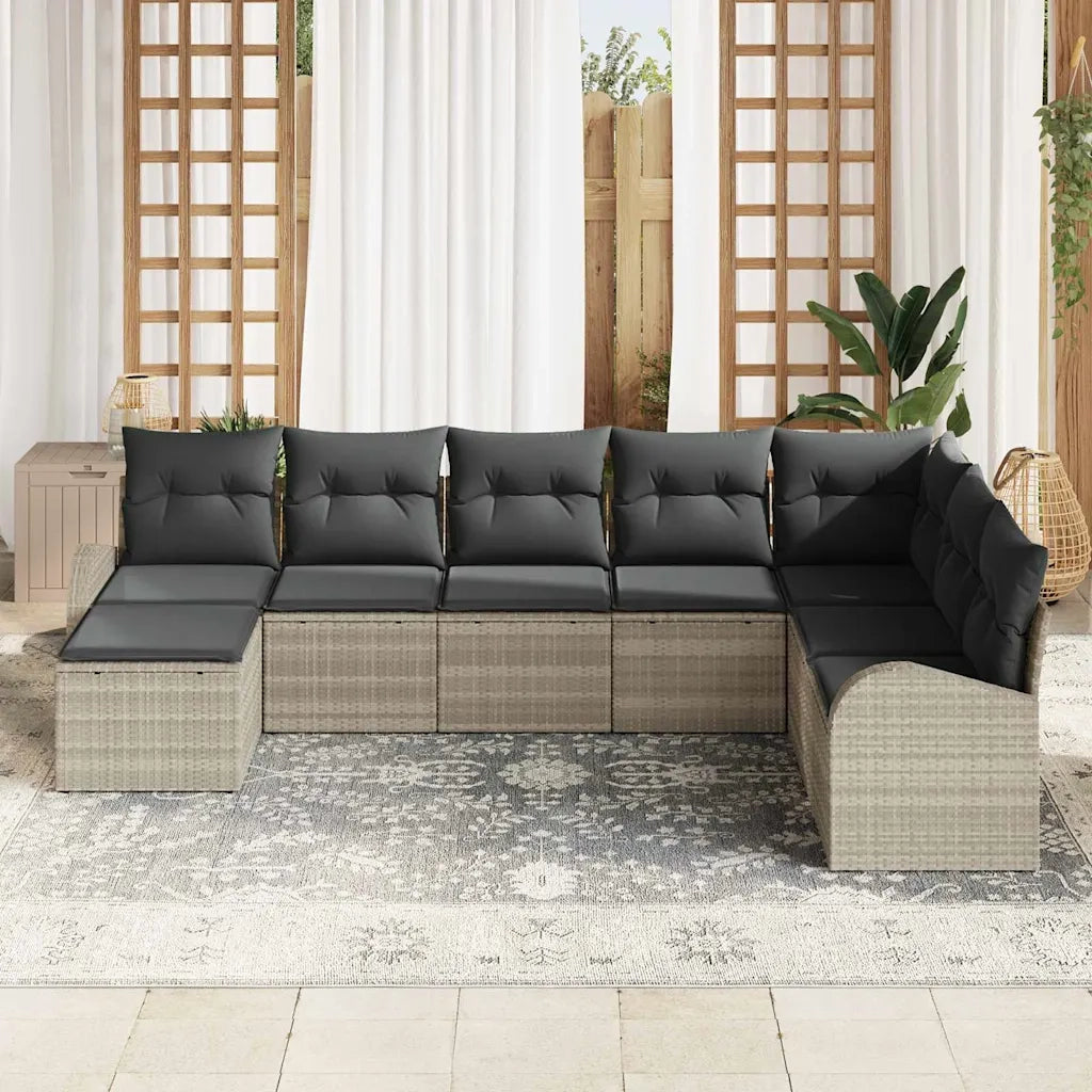 Set Divano da Giardino 8 pcs Grigio chiaro Poly Rattan 3346162