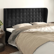 Testiera ad Orecchio-Testata con Orecchie Nera 163x23x118/128 cm in Velluto 859240