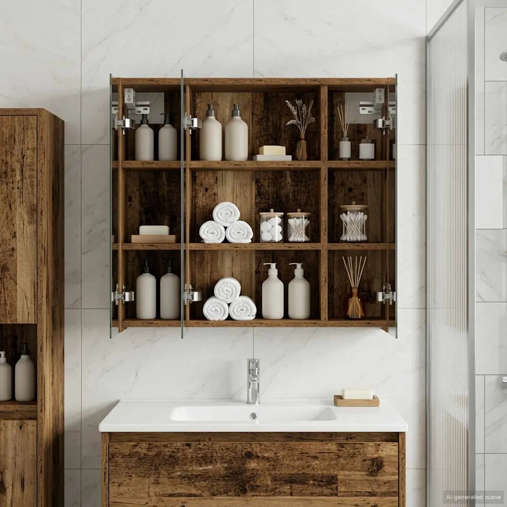 Mobiletto per specchio da bagno Legno vecchio 889157