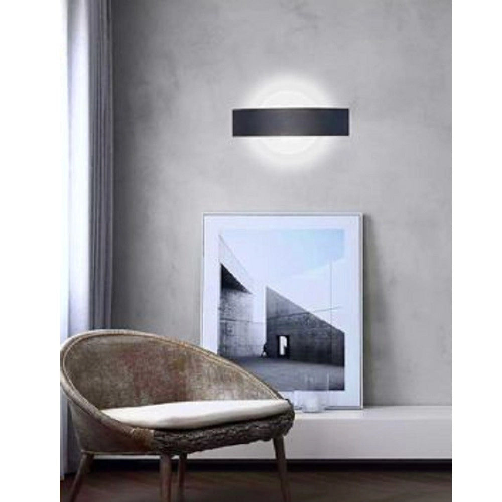 Trade Shop - Applique Led Parete Moderna Nera 8 W Doppia Emissione Luce 6500k 3000k 4000k E17 - -bianco Freddo      -