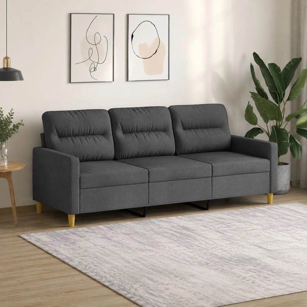 3-seater Sofa Dark Grey 180 Cm Fabric