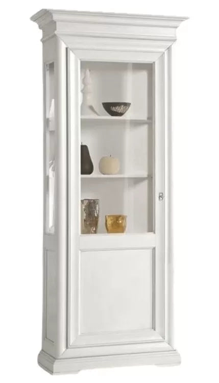 Vetrina 1 porta dx-sx in legno laccato bianco misure l.86 p.51 h.215 (3127) - Mobili 2G