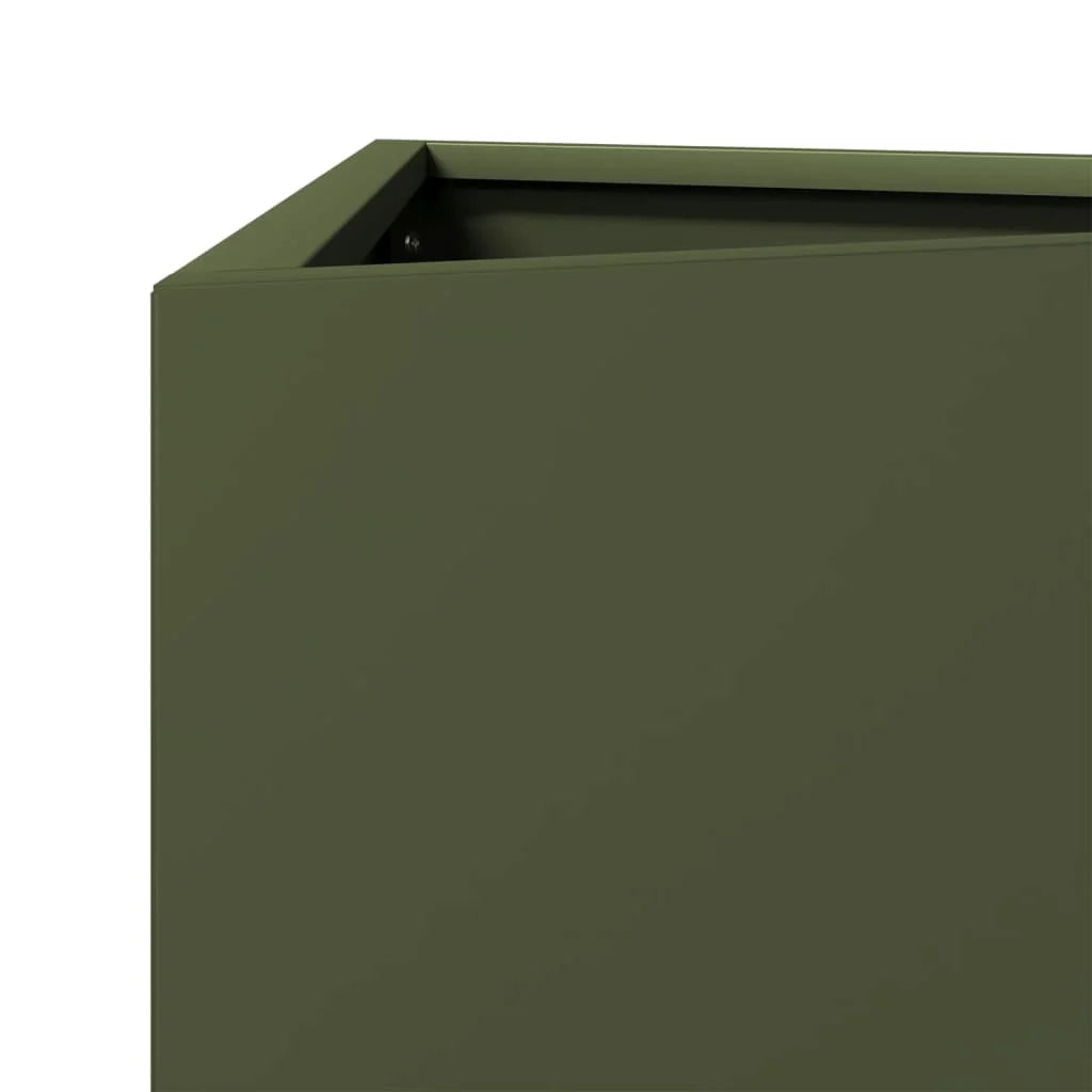 Fioriera aiuola rialzata fioriera aiuola giardino terrazza set da 2 triangolare verde oliva 40 x 34,5 x 70 cm acciaio verde 02_0039090