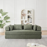 Divano modulare 4 in 1 con schienale regolabile, funzione letto e 4 cuscini, antiscivolo in ciniglia verde
