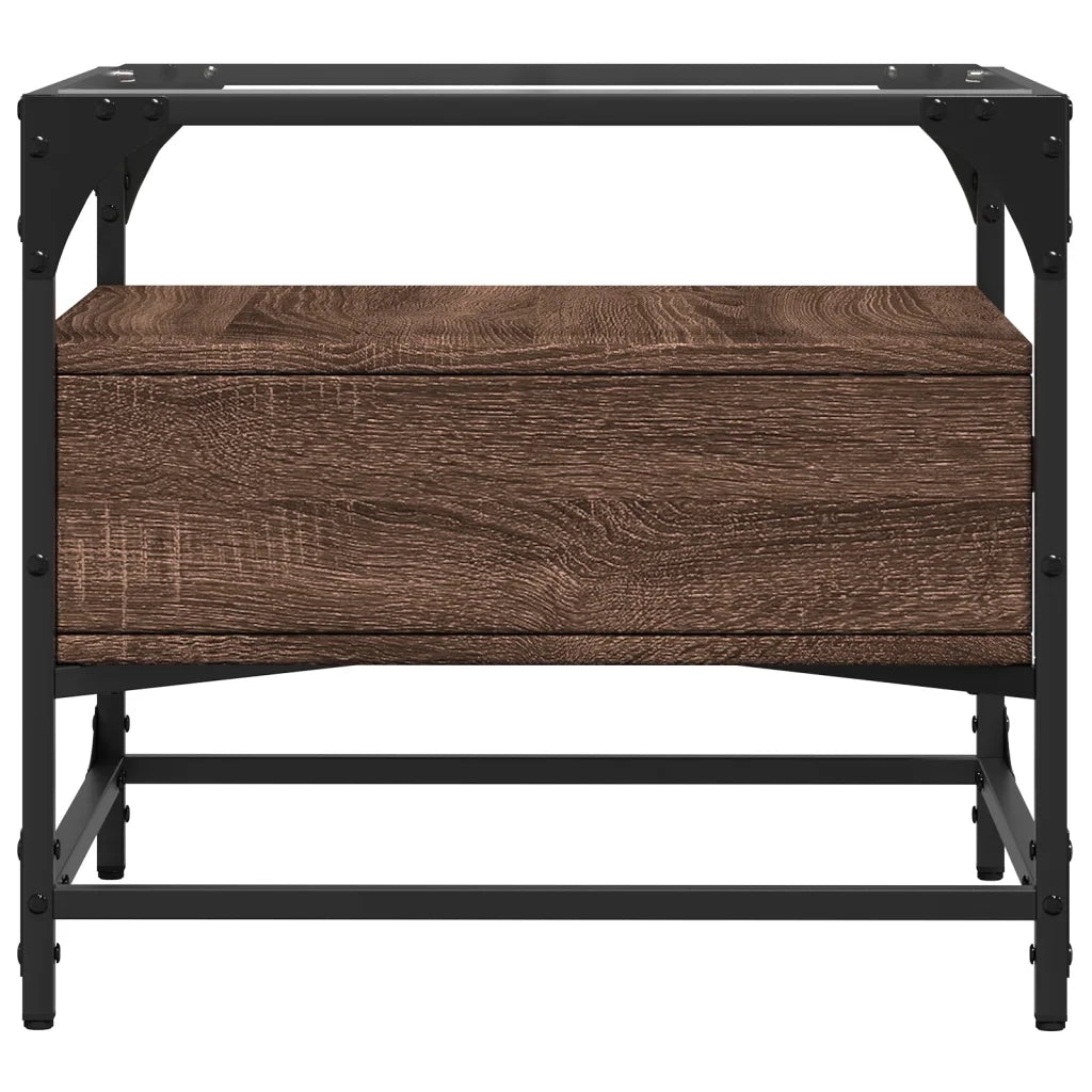 Tavolino Salotto con Ante in Vetro Rovere Marrone 50x50x45 cm 846053