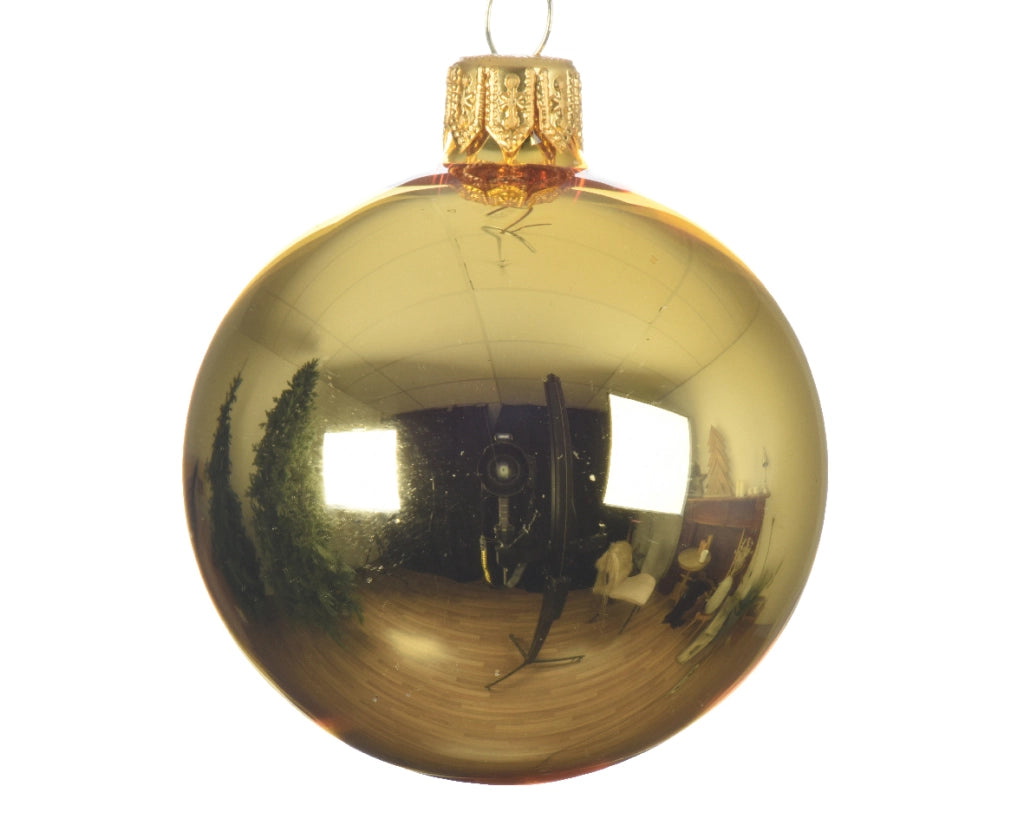 Box Da 6 Palline Di Natale Oro 8 Cm
