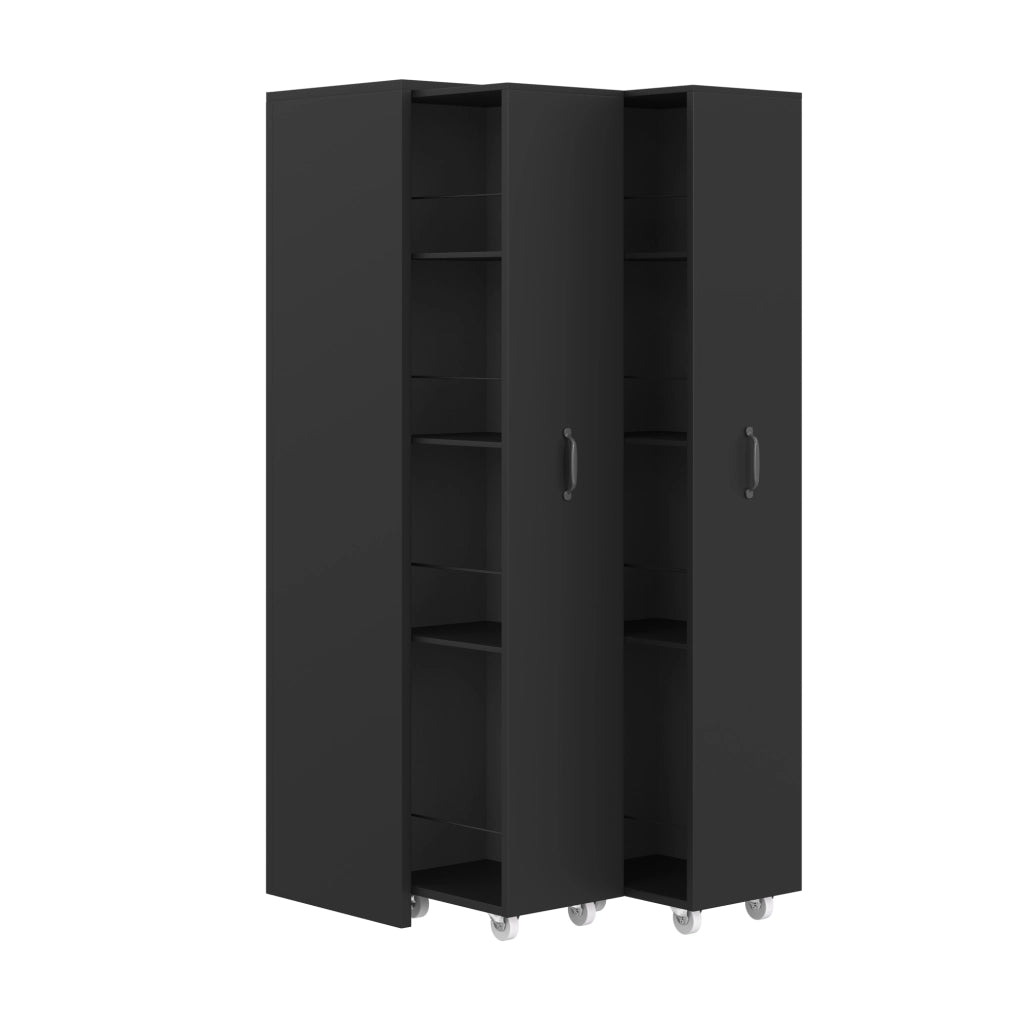 Libreria Estendibile con Ruote, 4 Ripiani in MDF, Portata 20 kg per Ripiano, Moduli Scambiabili Destra/Sinistra