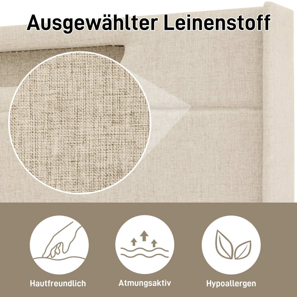 letto imbottito lino beige 160x200 cm