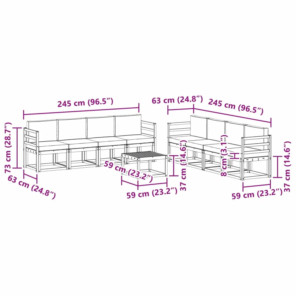 Set di divani da esterno 9 pz Bianco e Antracite 3387406