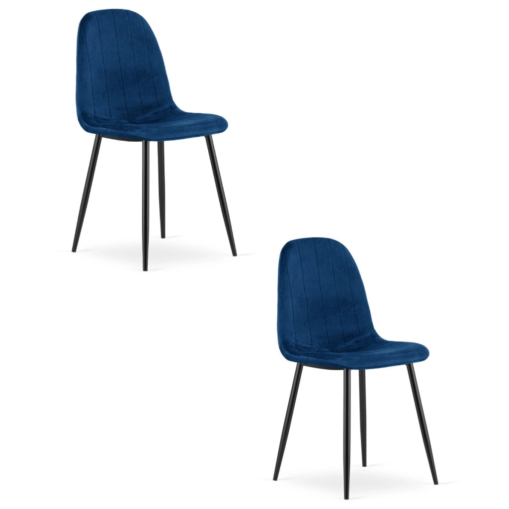Set di 2 sedie Padva in velluto blu e gambe nere