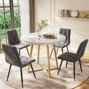 Tavolo da pranzo rotondo con piedini regolabili e struttura in metallo per cucina, MDF bianco, 80 × 75 cm