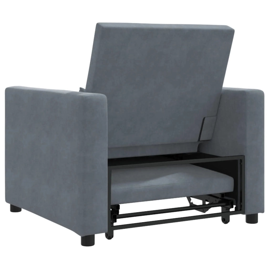 Divano letto estraibile singolo con ruote Grigio scuro Velluto 42002698