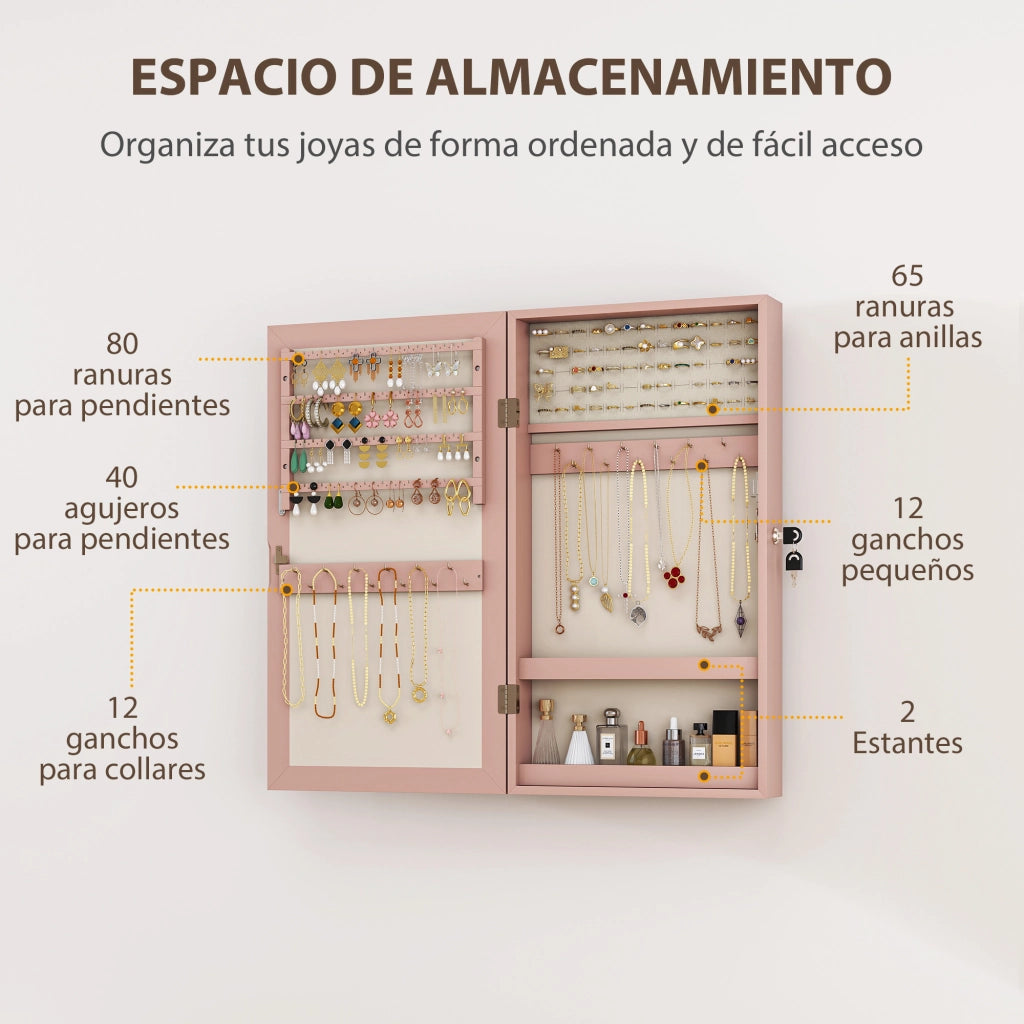 Specchiera con cassetti e chiusura ¨C Minimal ¨C rosa e beige 60x40x138