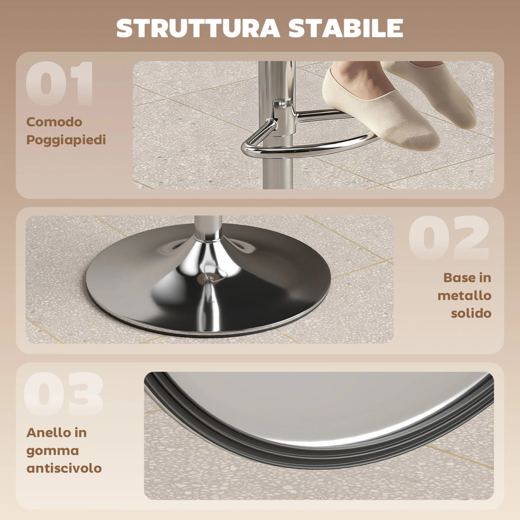 Sgabelli da Bar Regolabili ¨C Minimal ¨C Pelle PU e Metallo, Nero, 38.5x38.5x62-84 cm