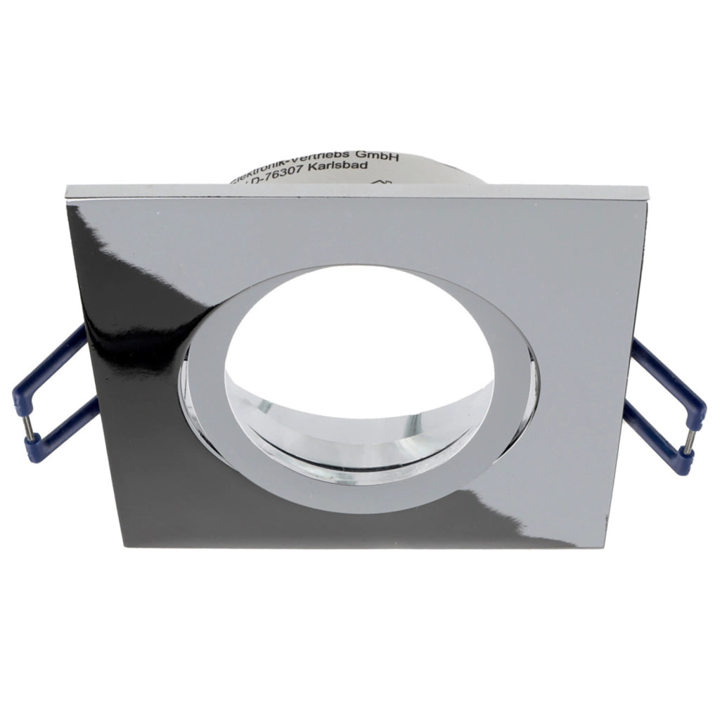 Faretto ad incasso portafaretto cromato lucido quadrato foro 70mm moderno orientabile supporto lampade GU10 GU5.3 CROMATO