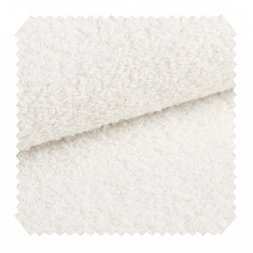 Panca contenitore da letto 146x47x61 cm con vano idraulico in ciniglia bouclé bianca