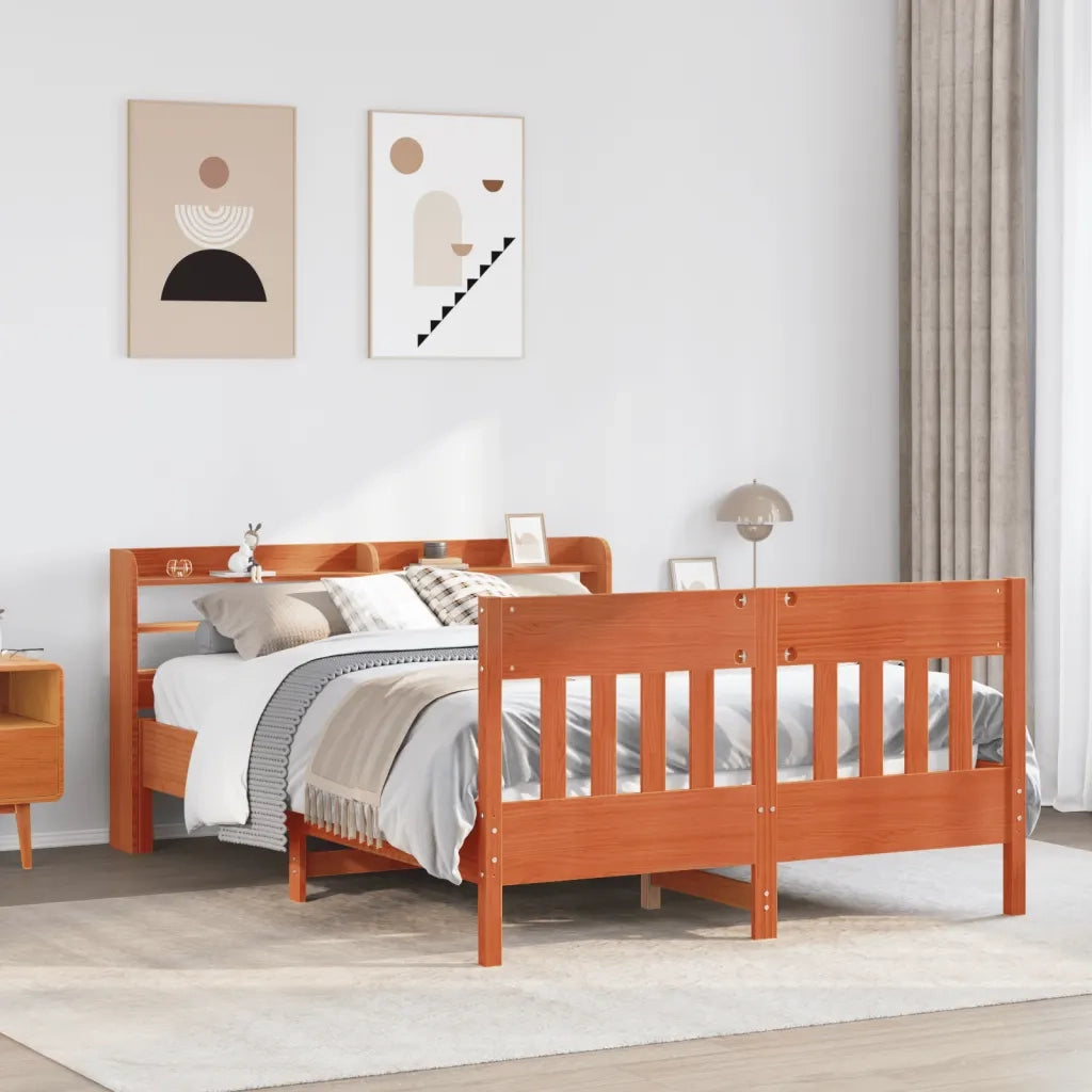 Letto senza Materasso Marrone Cera 150x200 cm in Legno di Pino 3307004