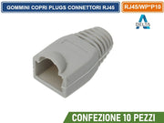 CONFEZIONE 10 PEZZI GOMMINI COPRI PLUGS CONNETTORI RJ-45 COLORE GRIGIO