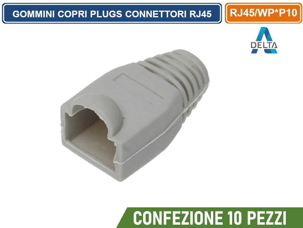 CONFEZIONE 10 PEZZI GOMMINI COPRI PLUGS CONNETTORI RJ-45 COLORE GRIGIO