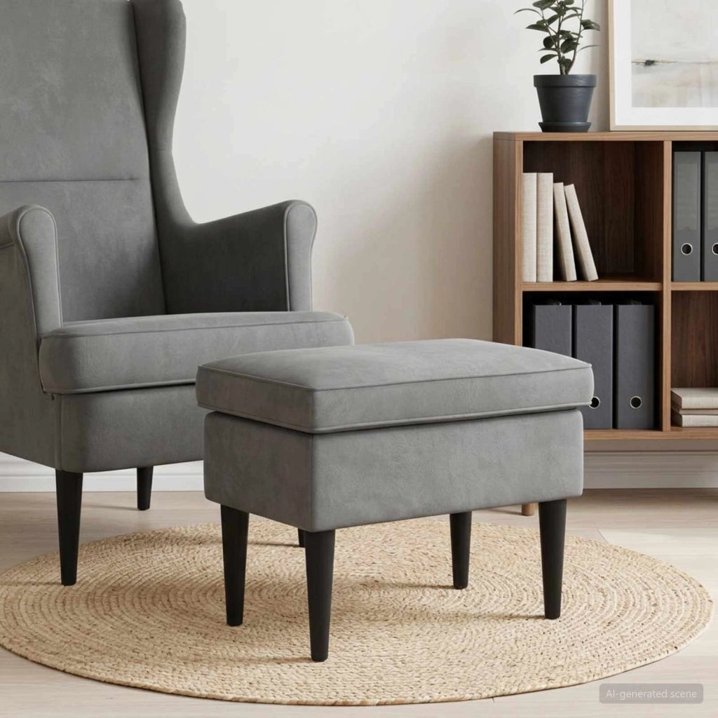 Poggiapiedi Grigio Scuro 55 x 35 x 41 cm Velluto 42029989