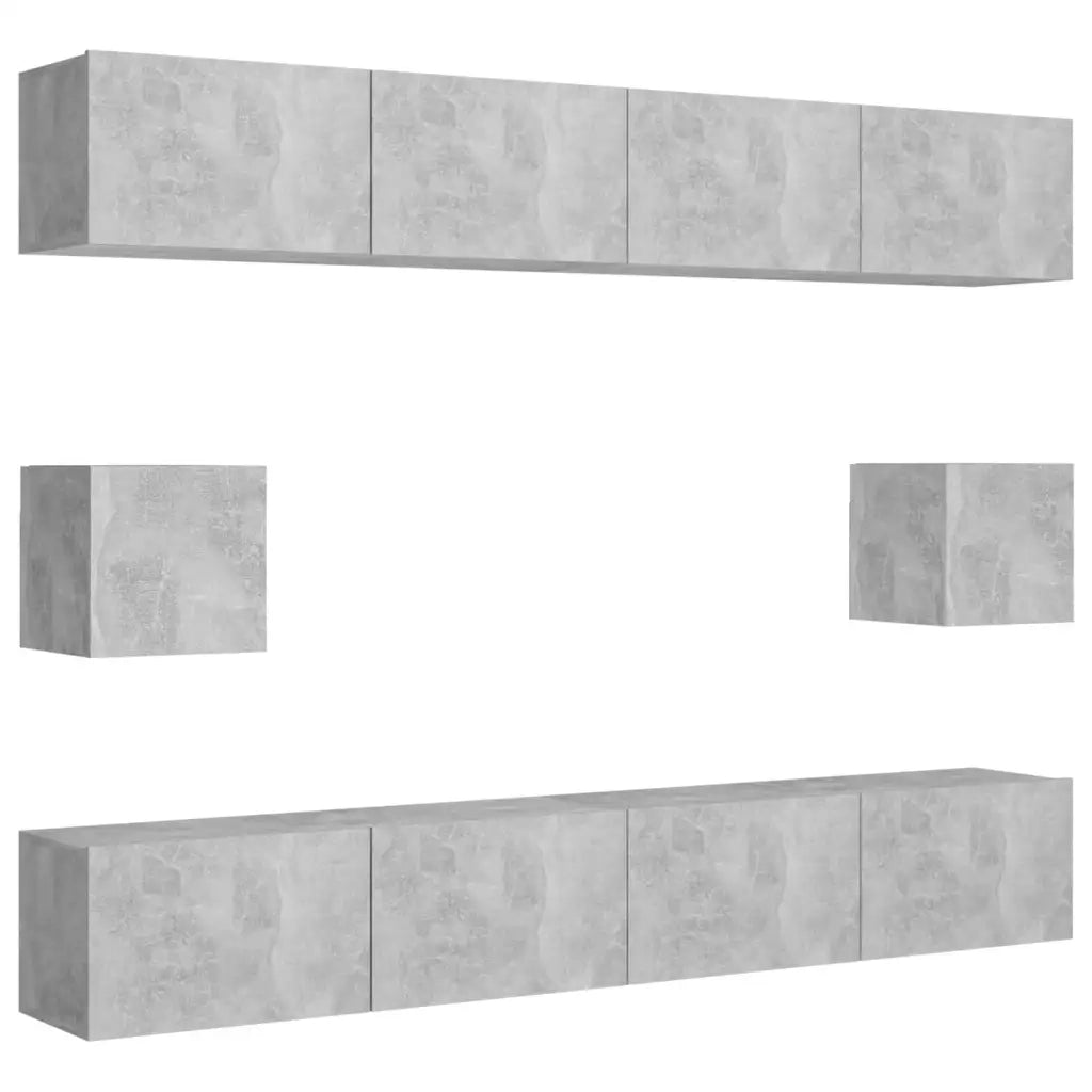 Set di Mobili Porta TV 6 pz Grigio Cemento in Legno Multistrato 3079104