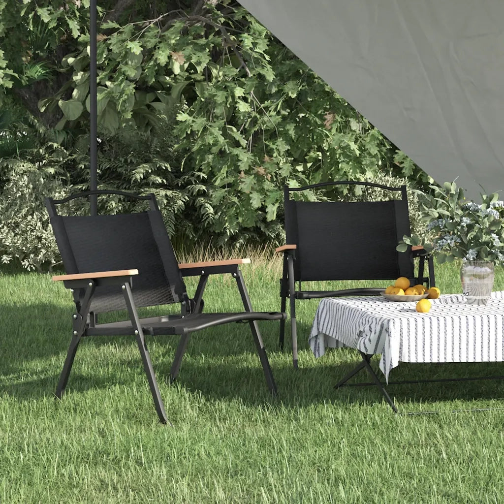 Sedie da Campeggio 2 pz | Sedie da Esterno Nere 54x43x59 cm Tessuto Oxford