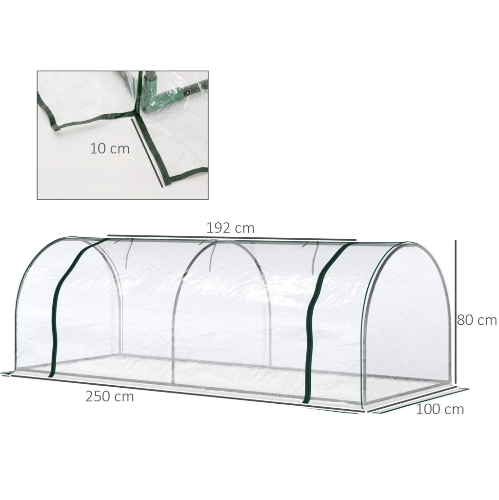 Serra da giardino in PVC trasparente 250x100x80 cm