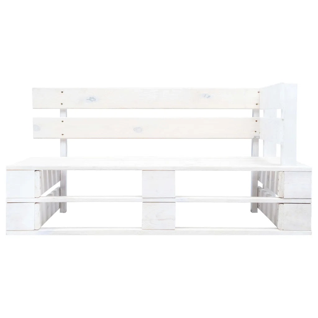 Panca Angolare da Giardino su Pallet-Sgabello-Panca da esterno in Legno Bianca