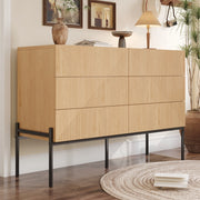 Cassettiera 115.5x38.0x75.0 cm con 6 cassetti e struttura geometrica 3D in MDF naturale