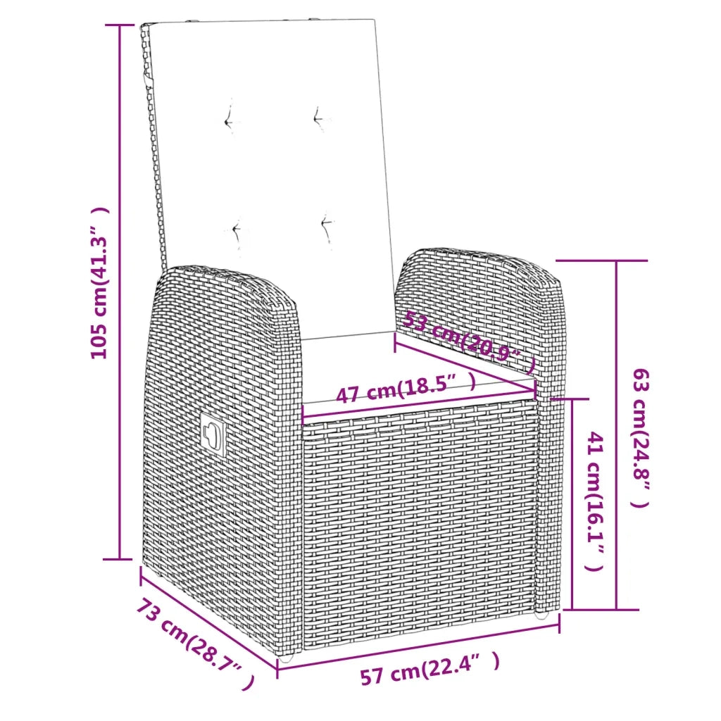Set da Pranzo da Giardino 3 pz con Cuscini Grigio 3099473