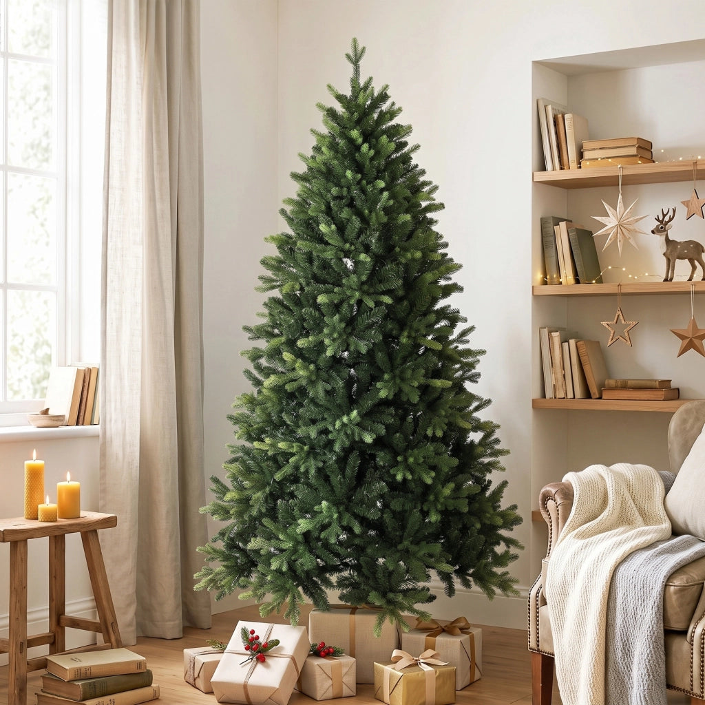 Künstlicher Weihnachtsbaum, 180 cm, mit 2419 PE- & PVC-Zweigspitzen, Klappsystem, grün