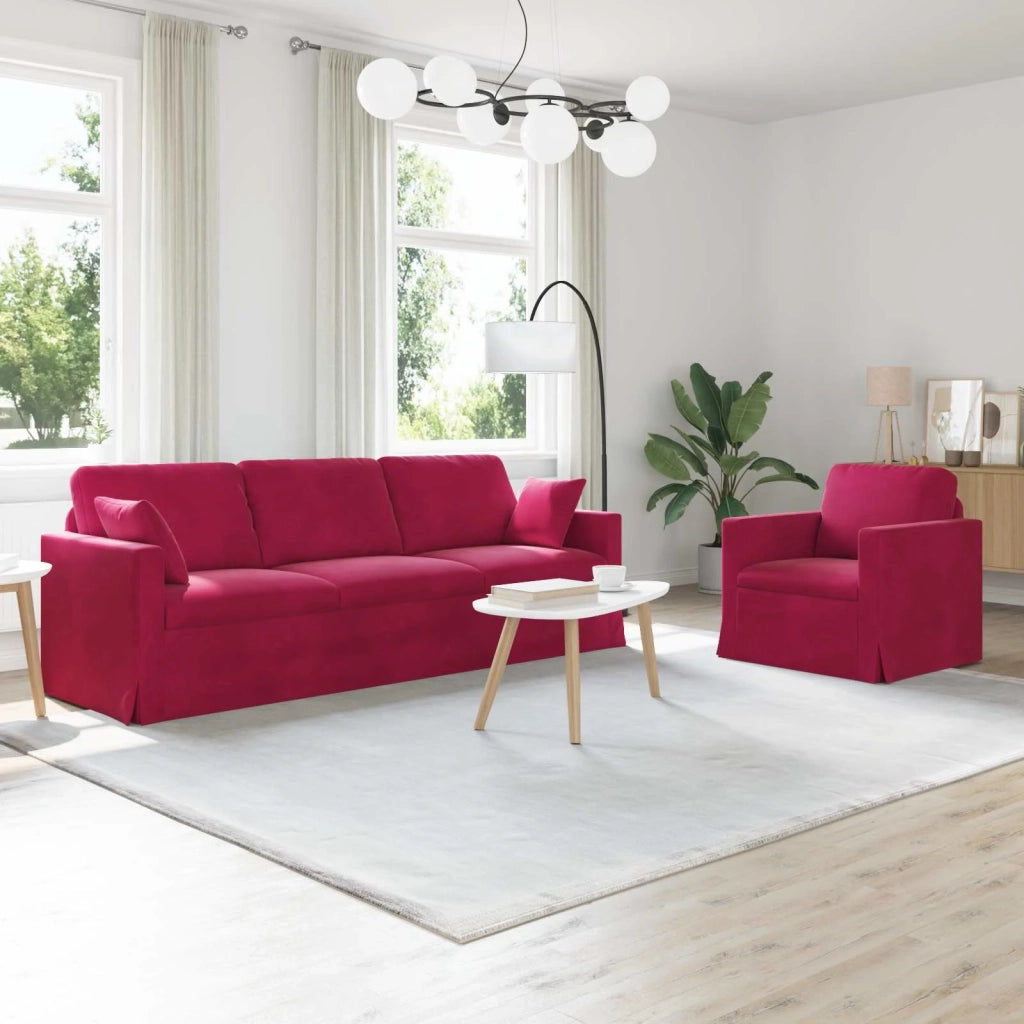 Set di divani 2 pz Rosso Vino Velluto 3407630