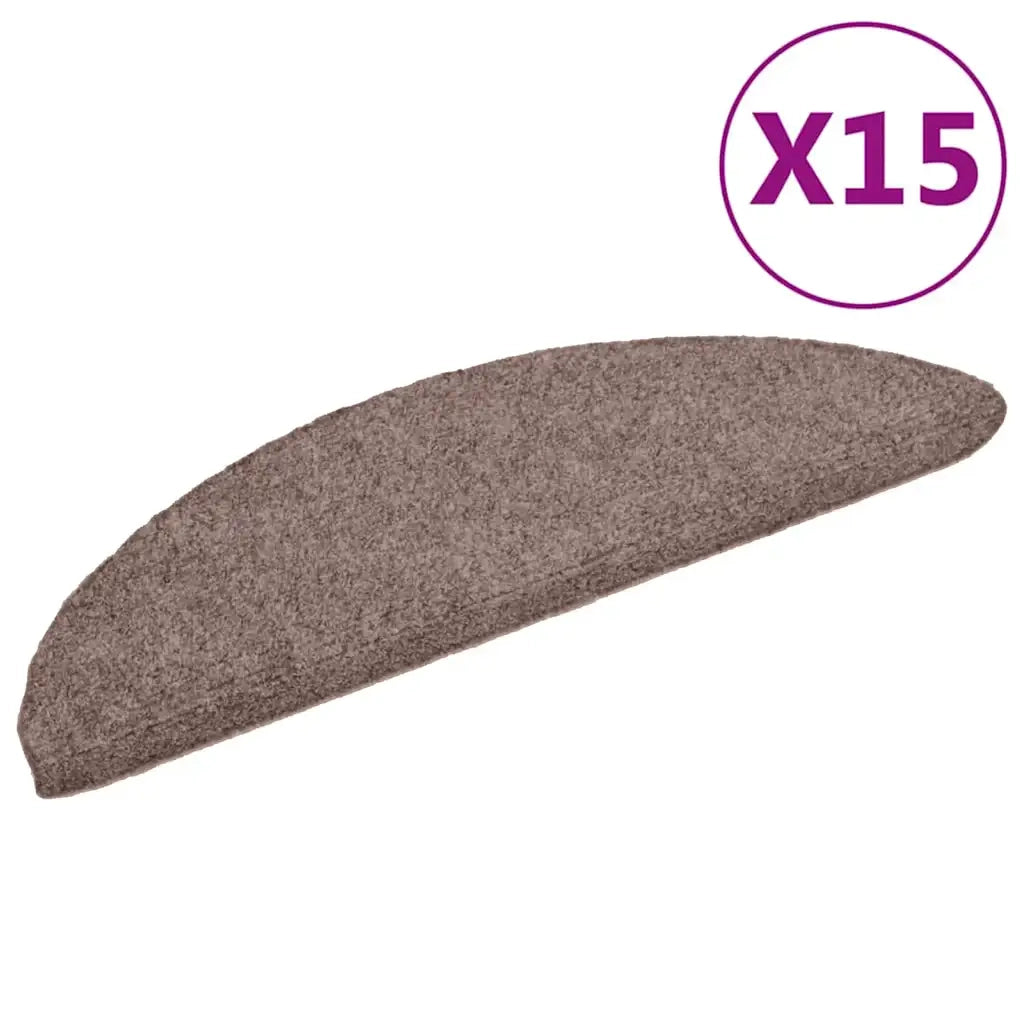 Tappetini per scale autoadesivi 15 pz 56x17x3 cm Marrone Chiaro Semicircolari 132690