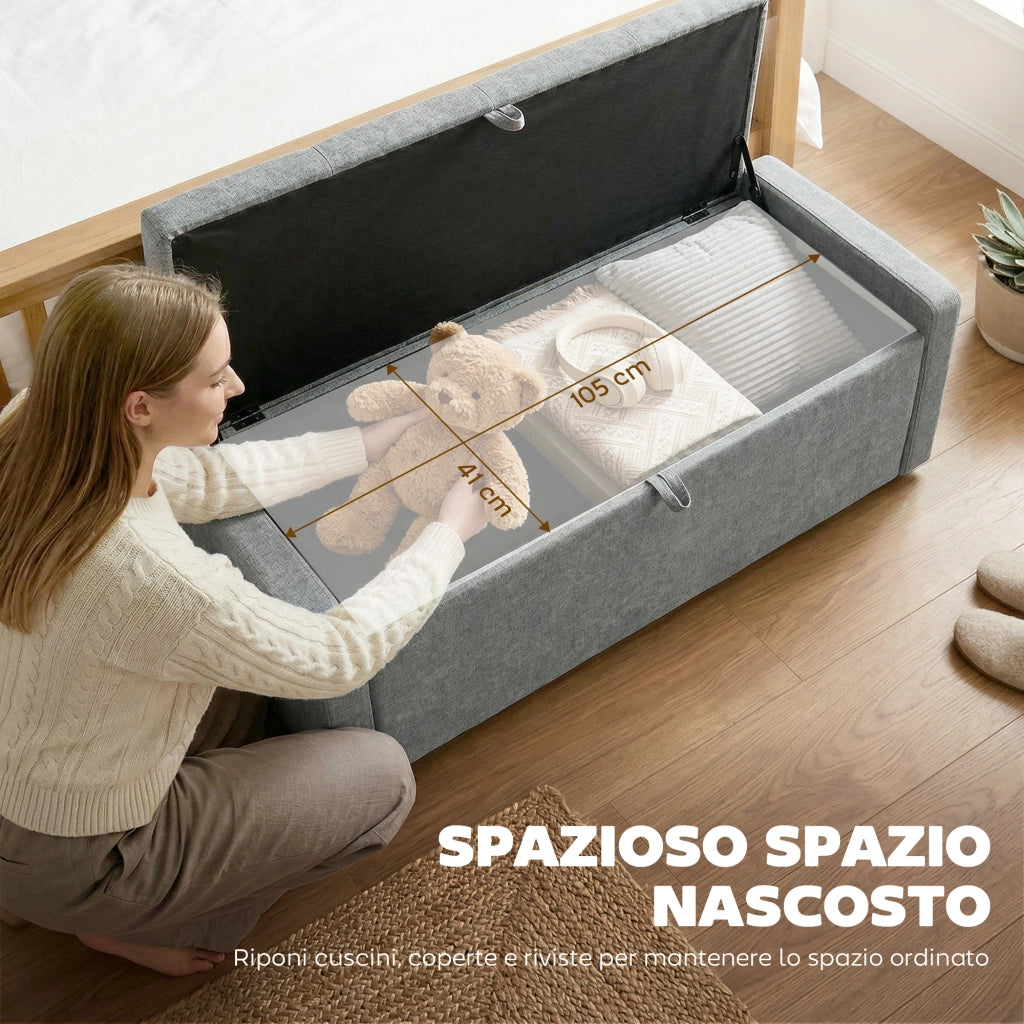 Pouf Contenitore 142L ¨C Xylo ¨C Tessuto Lino Grigio Chiaro 200kg