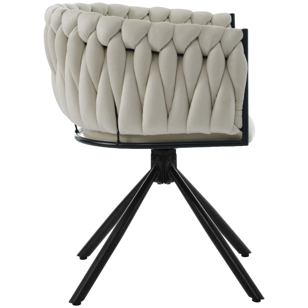 Sedia da Pranzo Girevole in Velluto, Set 4 Pezzi ¨C Xylo ¨C Beige, Gambe in Metallo