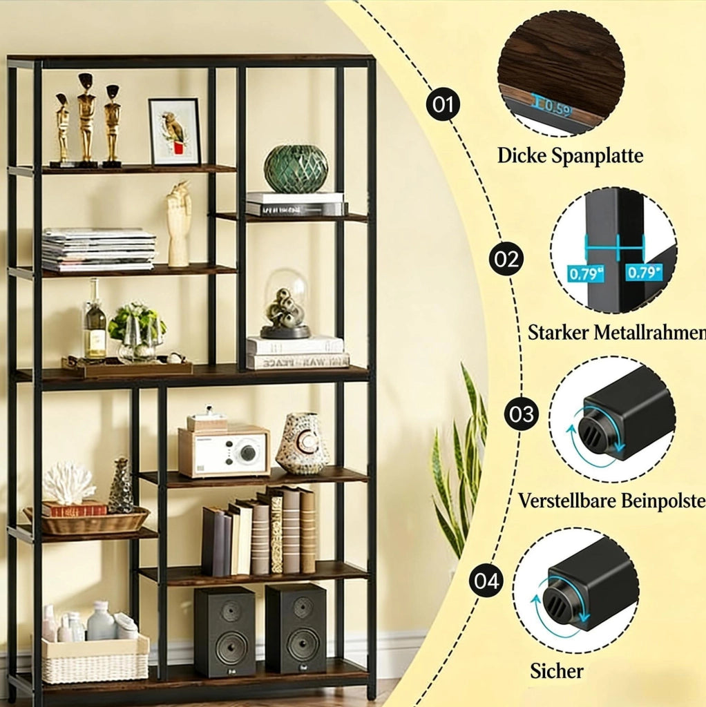 Libreria industriale 100x30x200 cm in metallo e legno