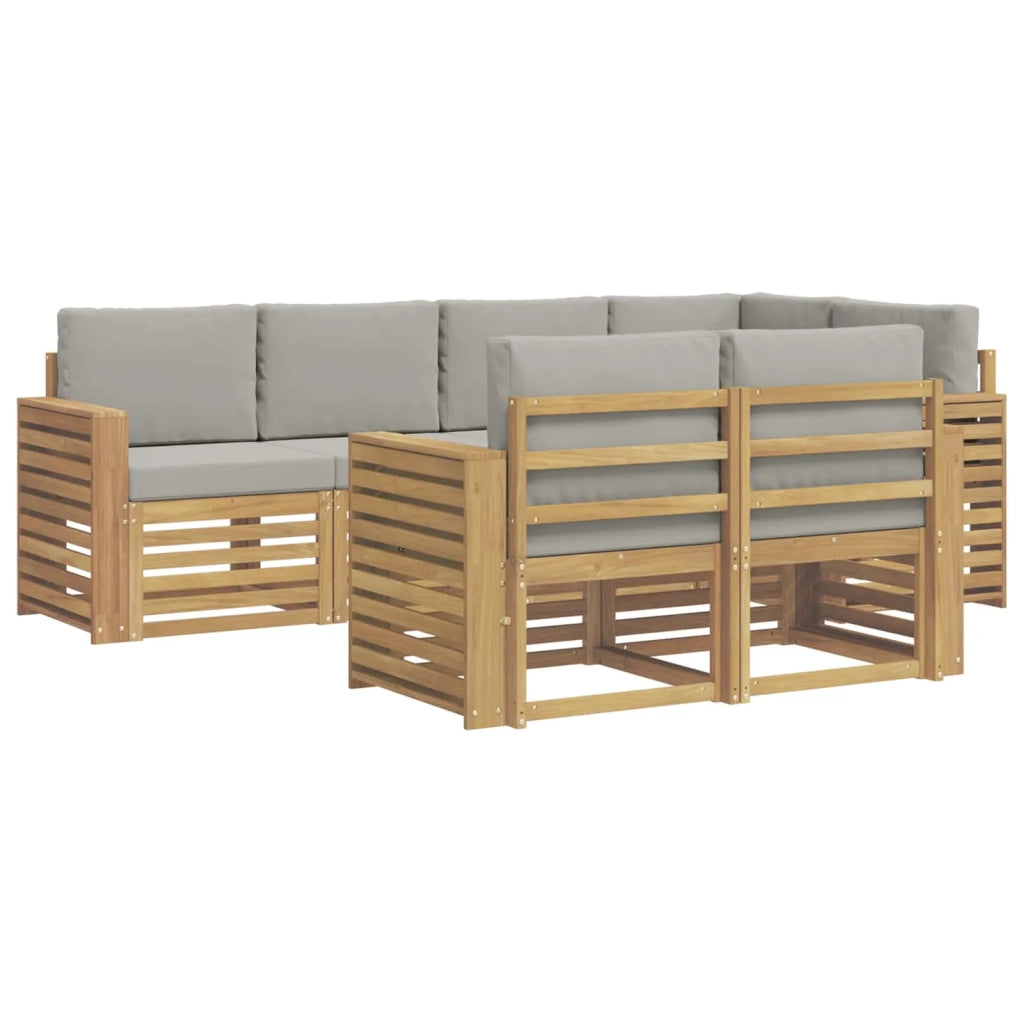 Set di divani da esterno 7 pcs Bianco e Grigio Chiaro 3392001