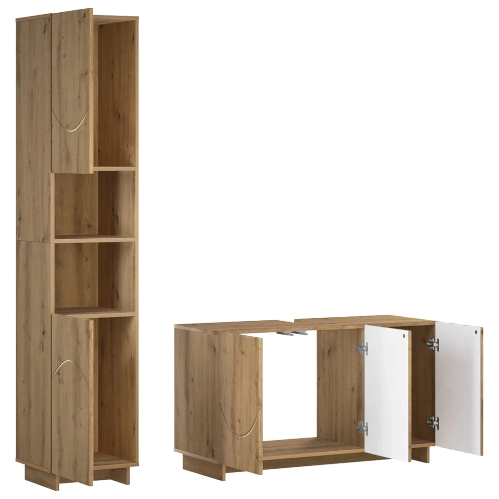 Set mobili da bagno 2 pz Rovere Artigianale 3433099