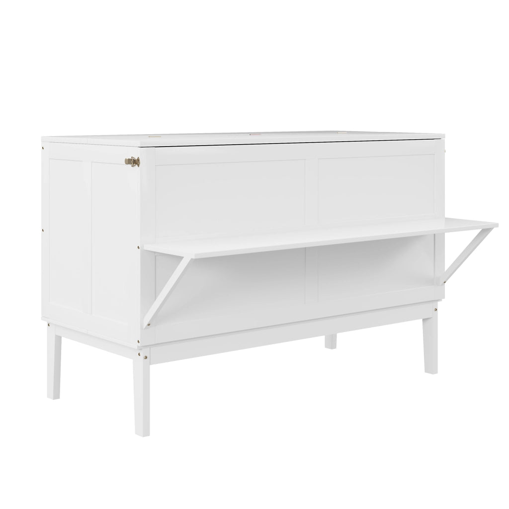 Letto a scomparsa verticale 140 × 200 cm 2 posti, con vani sottoletto e ripiano, senza materasso, bianco