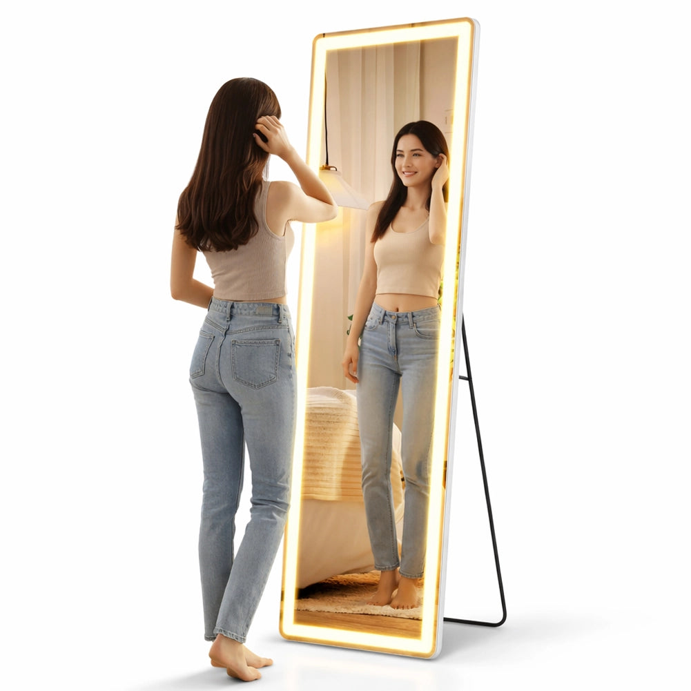 Specchio da terra grande figura intera con luci LED 160 x 50 cm Pulsante Touch
