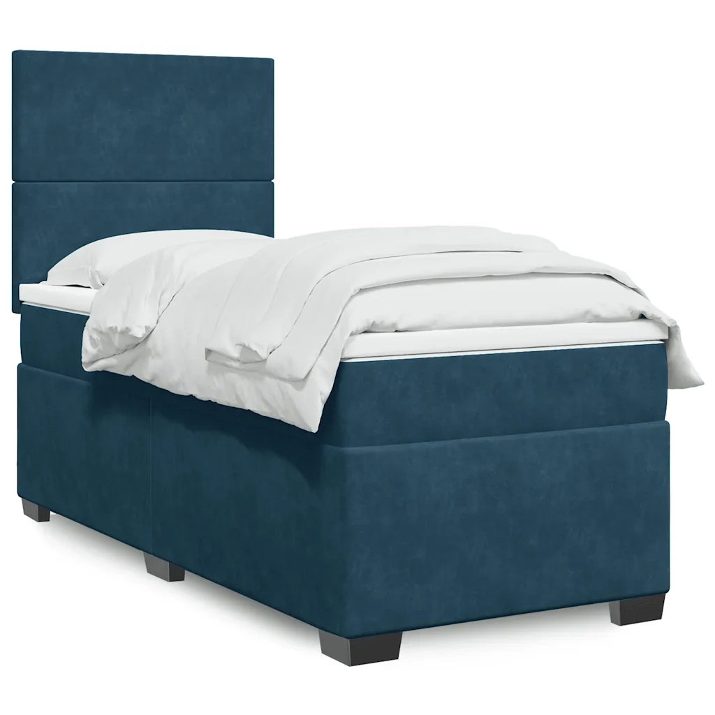 Giroletto a Molle con Materasso Blu 90x190 cm in Velluto