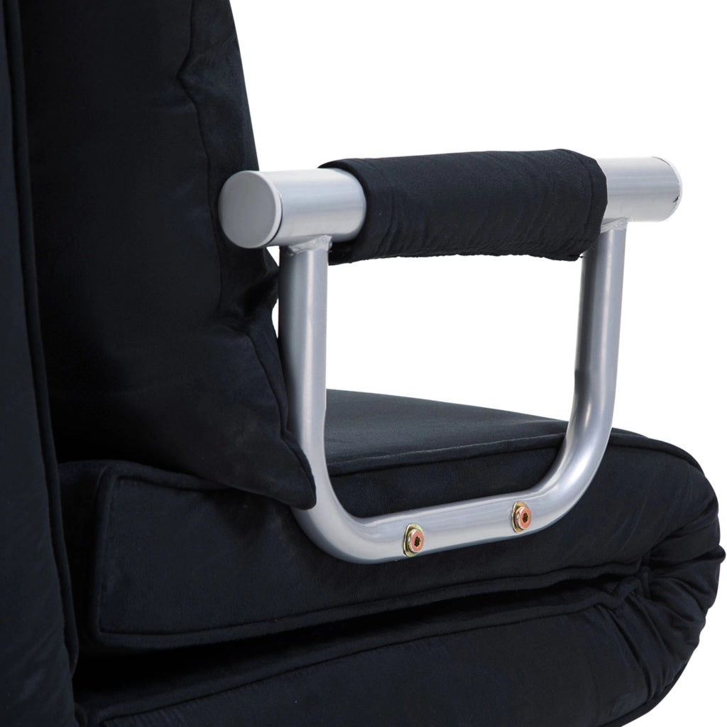 Divano letto 2-in-1 con schienale regolabile e rivestimento sfoderabile, 65L x 77P x 80A cm, colore nero