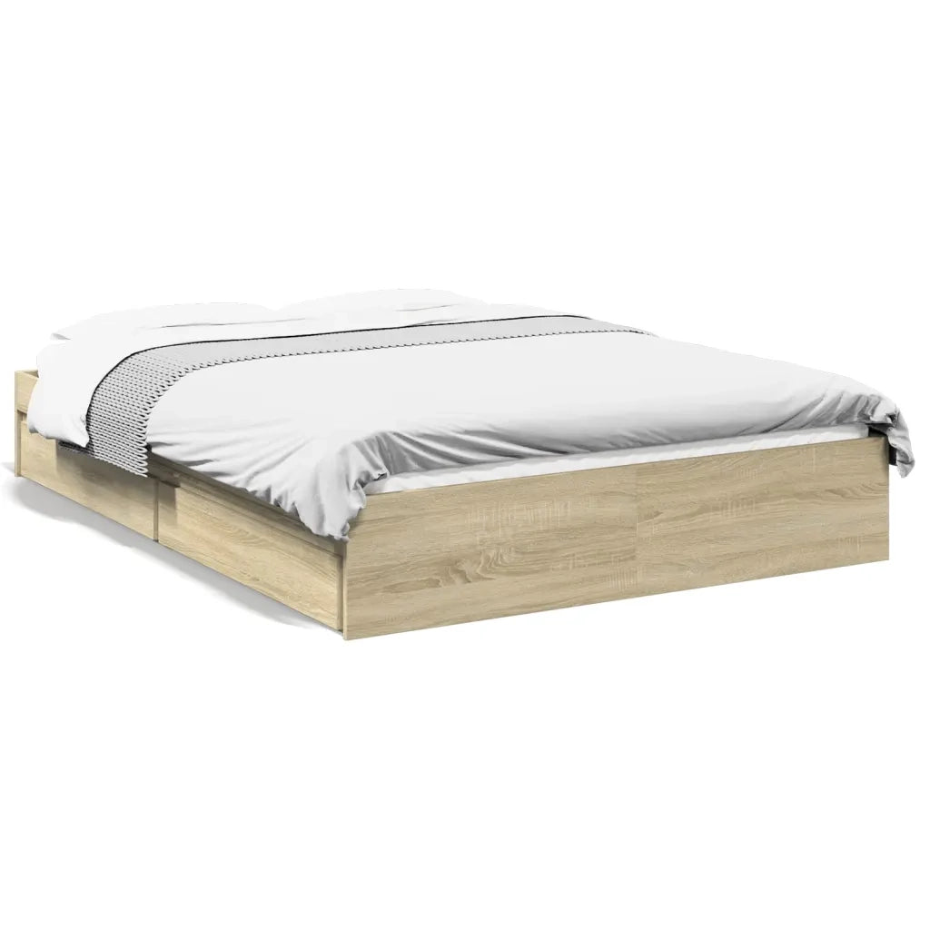 Letto matrimoniale | Letto per adulti | Giroletto Cassetti Rovere Sonoma 120x190 cm Legno Multistrato