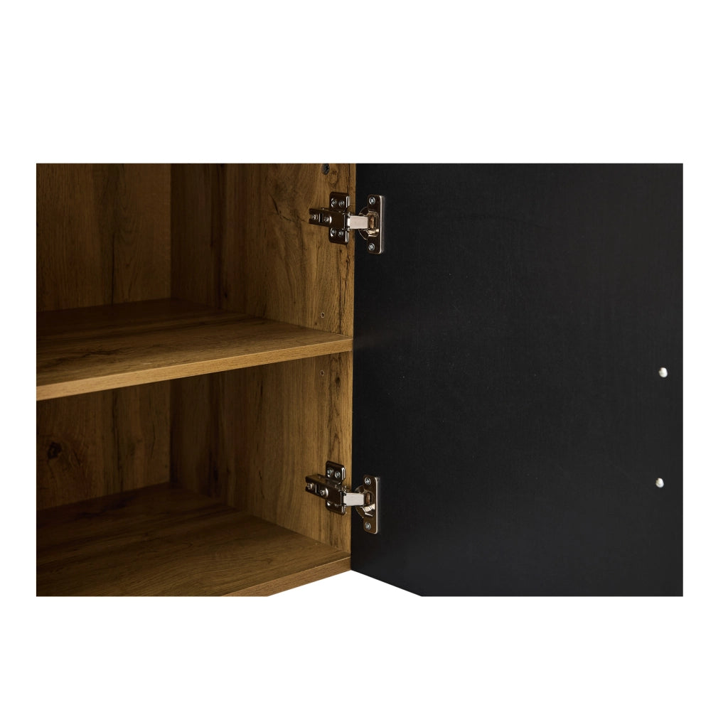 Set guardaroba 190 cm in effetto legno con specchio, panca imbottita 104 x 39 cm, armadietto scarpe, cassetto, mensola e appendiabiti