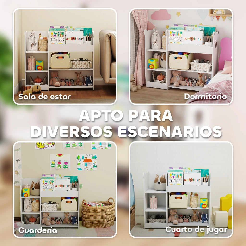 Libreria per bambini con ripiani aperti e scomparti ¨C Zephmum ¨C Bianco